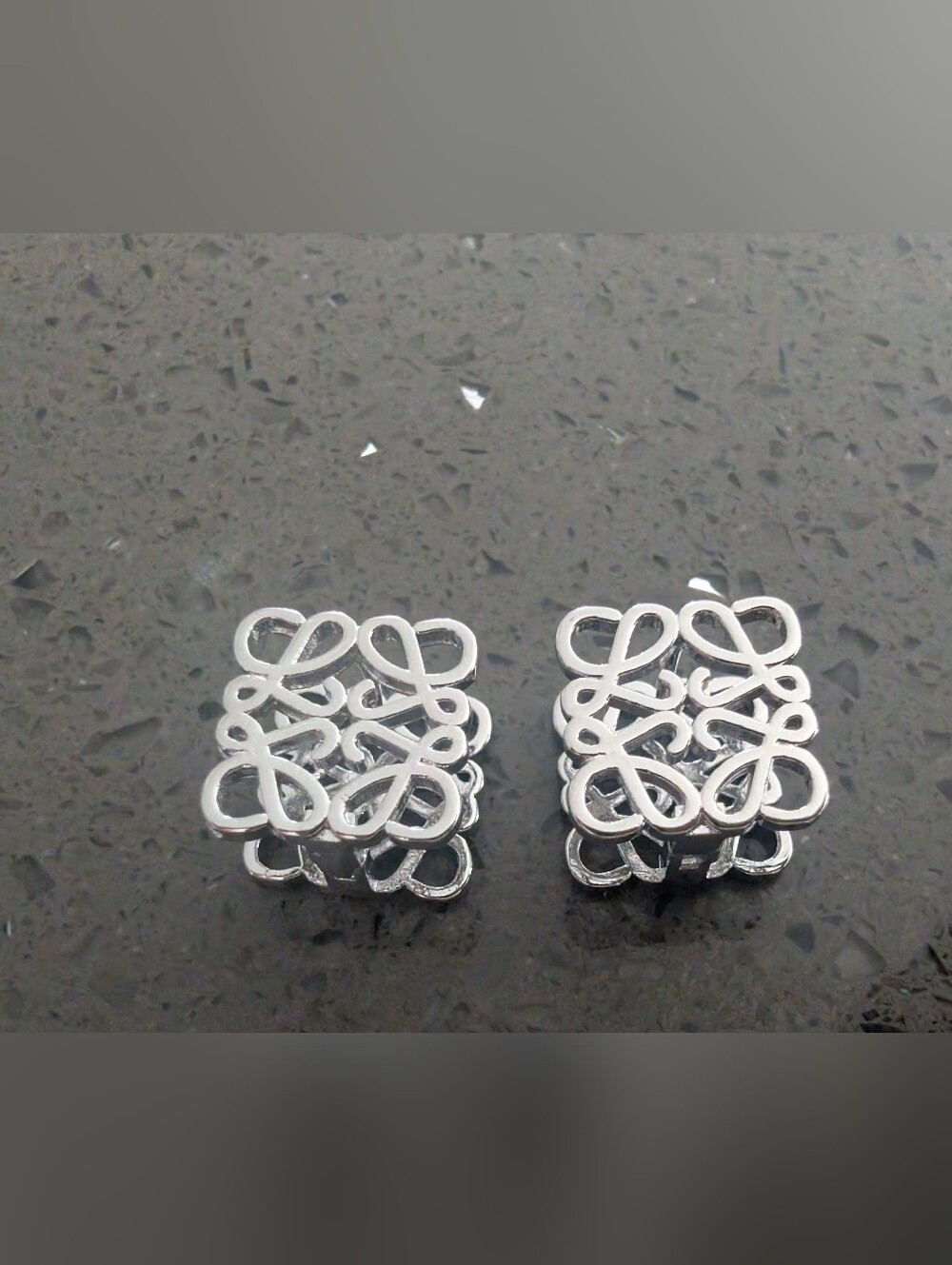 Loewe Style Silver Floral Knot Stud Earrings - Women's Jewelry